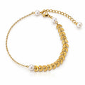 Leaves  Gold-Plated/pearl Stainless Steel Anklet