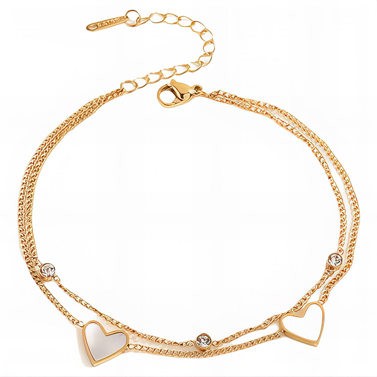 Hearts PVD Gold-Plated Stainless Steel Anklet
