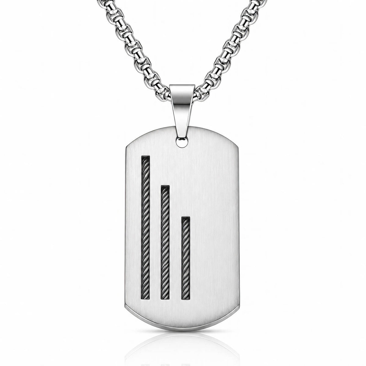 Men's  tag charm Steel Necklace