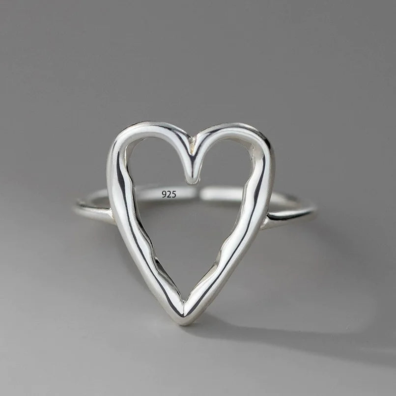 925 Sterling Silver Love Heart  Ring
